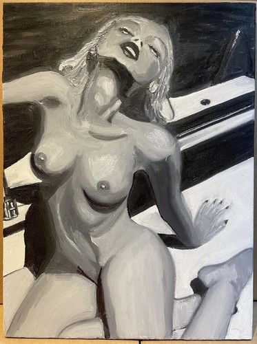 Black and white canvas - black, oil