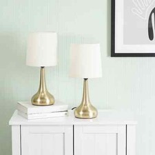 Pair of Gold Touch Table Lamps with Cream Shade Bedroom Table Lamp