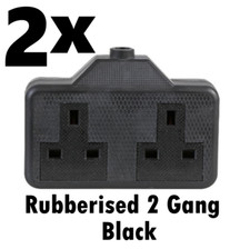 2x Black Heavy Duty 2 Gang