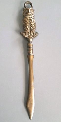 Vintage cast brass owl figured - cast,