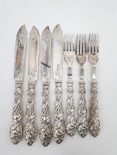 Antique Cutlery Set With Sterling Silver Joseph Gloster Hallmarked Necks X 7
