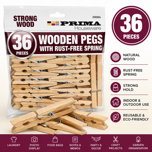 Wooden clothes pegs natural - wooden,