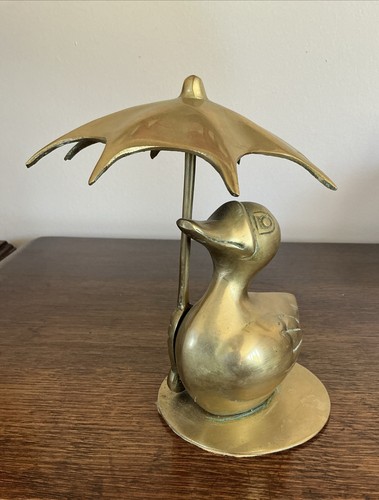 Vintage large brass duck with - brass,