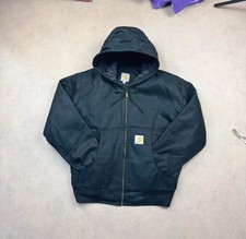 Reworked Carhartt Black Hooded Zip Up Work Jacket - Active Jacket Size Medium M