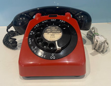 Vintage old Two Tone GPO 706 Telephone Leeds phone red black 1960s retro rotary