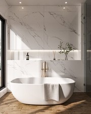 £27.89/m2 White Marble Effect High Gloss Porcelain Tile 120x60 Wall-Floor SAMPLE