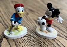 Vintage Walt Disney Mickey Mouse & Donald Duck Ceramic Figurines Excellent Cond.