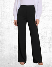 Women's Jersey Wide Leg Textured Trousers in Black