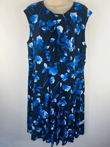 Roman navy blue floral - roman, dress
