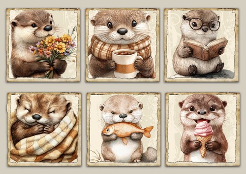 Otter card toppers - card,