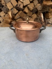Vintage French Copper Tin Lined Casserole Oven Dish