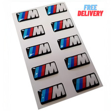 10 X M SPORT PERFORMANCE ALLOY WHEEL BADGE STICKER EMBLEM DECAL BMW 17MM X 9MM