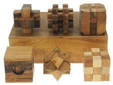 Wooden Puzzle Games (x 6) 3D Brain Teasers Box Set - Fun Gift for Adults & Kids