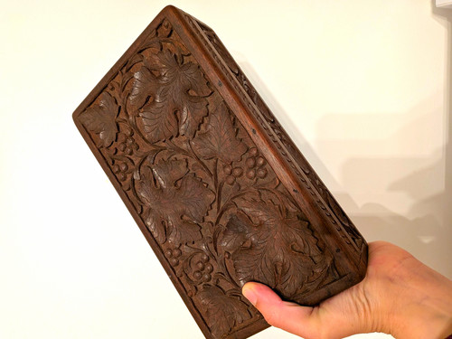 Vintage carved wooden box - carved,