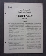 LEYLAND BUFFALO Chassis orig 1958 UK Mkt Specs Brochure for Export Model