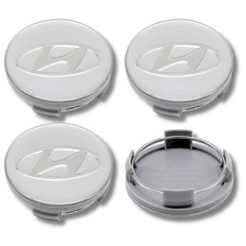 For Hyundai Alloy Wheel Centre Cap Hub x4 60mm Silver I10 I20 I30 Getz Santa Fe