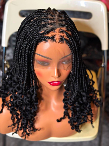 Black braided full - full, front