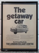 Framed original Classic Car Ad for the Reliant Regal saloon from 1968