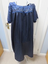 Pretty Secrets Satin Long Nightdress 24 26 Navy Lace Feminine Silky Bow Romantic