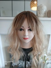 Wokestar womans Chloe blonde Ombre wavy shoulder synthetic wig with fringe New