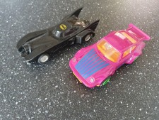 Vintage Scalextric 1:32 scale Batman Jokers Porsche 935 turbo and Batmobile