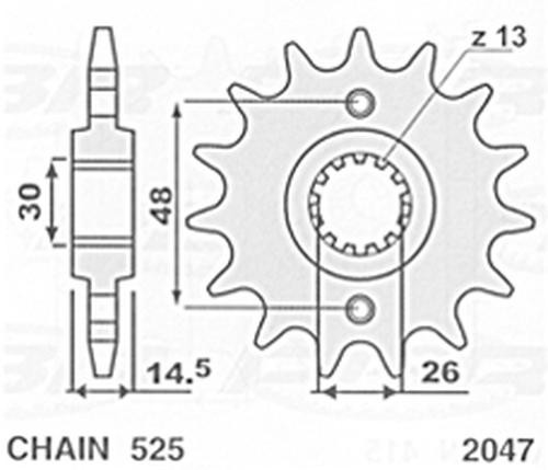 Front sprocket cht 2047 - cht,