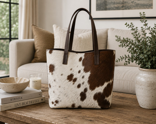 Genuine cowhide leather tote - leather,
