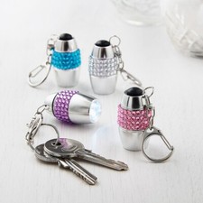 Set of 4 Mini Keyring Jewelled Torches Colourful Portable Keychain Torch Lights