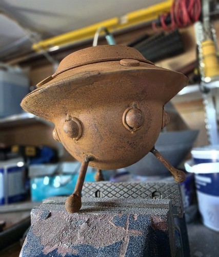 Rustic metal flying saucer ufo - metal,