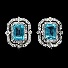 Silver Earrings Topaz Genuine