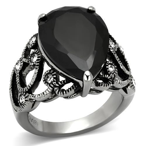 Black pear ring ladies - , jet