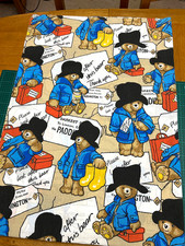 Vintage Paddington Bear ON HOLIDAY Fabric Remnant 26"/66cm x 37"/94cm
