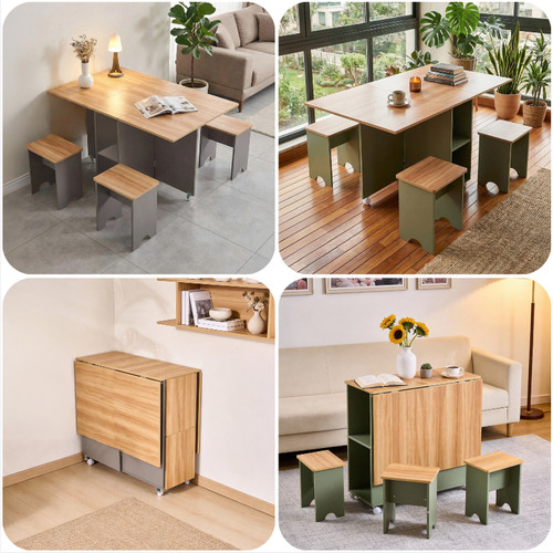 Folding dining table chairs - table,