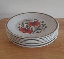 J & G Meakin Ironstone Poppy Side Plates x6, 18cm