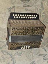 Hohner Paperwork Accordion 1950s 2 rows of buttons Used and Working