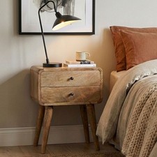 Oak Curved Bedside Table 45cm