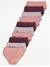 10 Pack Girls Purple Ribbed Knickers Pants Age 1-15 Underwear Cotton