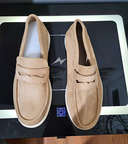 Men beige suede slip - beige,
