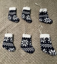 Set of 6 Navy and White