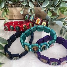 Holy Saints Religious Christian Catholic Faith Wooden Beads Bracelet Easter Gift