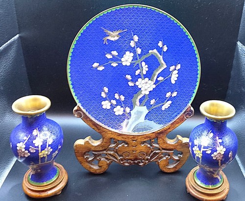 Rare set cloisonne plate - rare,