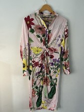 Zara Midi Floral Striped Shirt Dress Oversized XS Bloggers Holiday Beach Party