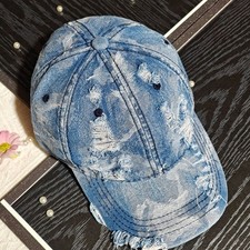 Distressed Denim Baseball Cap