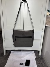 Mont Blanc canvas / leather Briefcase / laptop / Business Bag - grey / black 