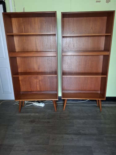 Pair mid century teak - a,
