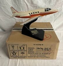 BRAVO DELTA MODELS Sabre Liner 65 Private Jet Plane on Stand Handmade Wood 33cm