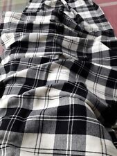 Black & Cream tartan wool fabric kilt size remnant 25" x 88" craft      3