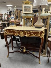 French Rosewood & Ormalu Louis XV Style Console with Marble Top (Pair Available)