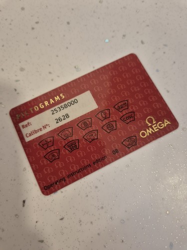 Genuine omega pictogram card - pictogram,