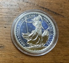  1oz silver .999 BRITANNIA “Glowing Galaxy” Coloured coin 2019 RARE Glow in Dark